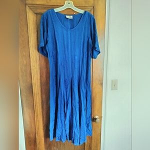 Holy Clothing Large 'Catriona Midi' Blue Embroidered Dress